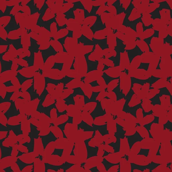 Kırmızı çiçekli fırça darbeleri moda baskıları, grafikler, arka planlar ve el sanatları için pürüzsüz desenli arka plan