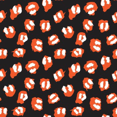 Moda tekstil, grafik ve el sanatları için Turuncu Hayvan Leoparı Kusursuz Desenli Arkaplan