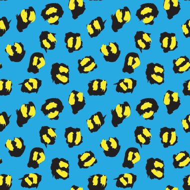 Moda tekstil, grafik ve el sanatları için Sarı Hayvan Leoparı Kusursuz Desenli Arkaplan
