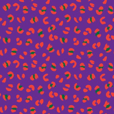 Moda tekstil, grafik ve el sanatları için Mor Hayvan Leoparı Kusursuz Desenli Arkaplan