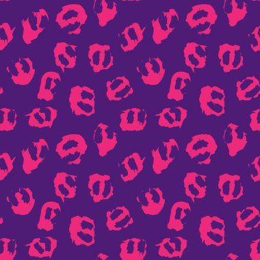 Moda tekstil, grafik ve el sanatları için Mor Hayvan Leoparı Kusursuz Desenli Arkaplan