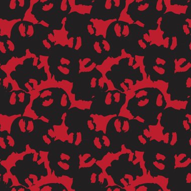 Moda tekstil, grafik ve el sanatları için Kırmızı Hayvan Leoparı Kusursuz Desenli Arkaplan