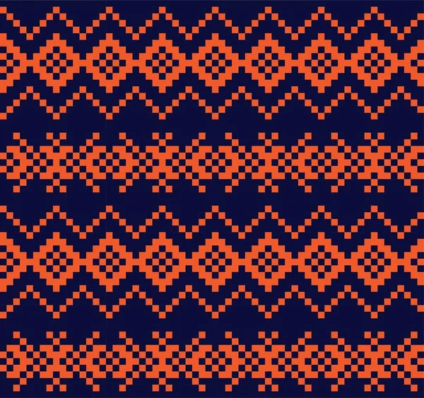 ファッションテキスタイル ニットウェア グラフィックのためのオレンジクリスマスフェア島のパターンの背景 — ストックベクタ