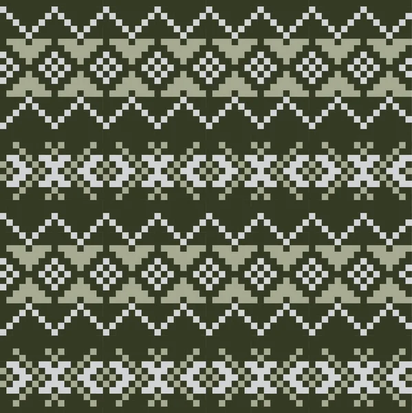 Groene Kerst Kermis Eiland Patroon Achtergrond Voor Mode Textiel Breigoed — Stockvector