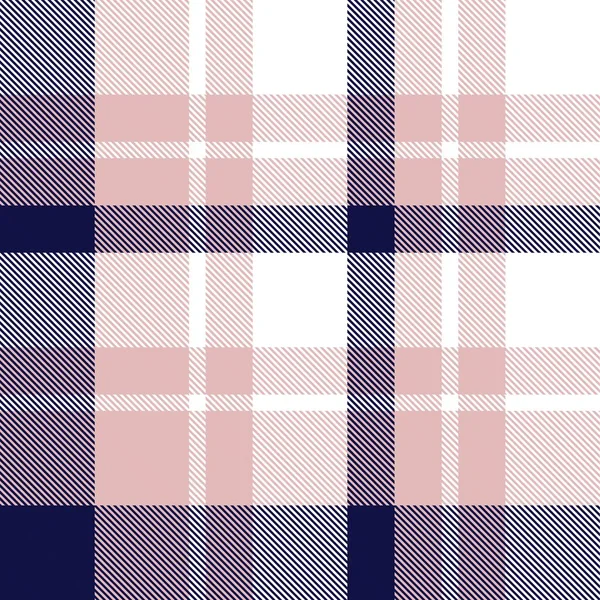 Plaid Rosa Azul Marino Cuadros Tartán Patrón Sin Costura Adecuado — Vector de stock