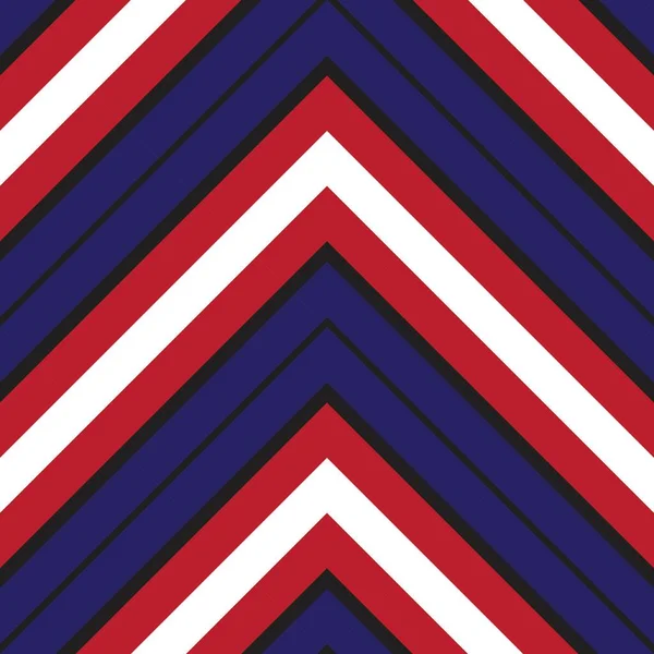 赤と青のシェブロンの斜めのストライプのシームレスなパターンの背景は ファッション繊維 グラフィックに適しています — ストックベクタ