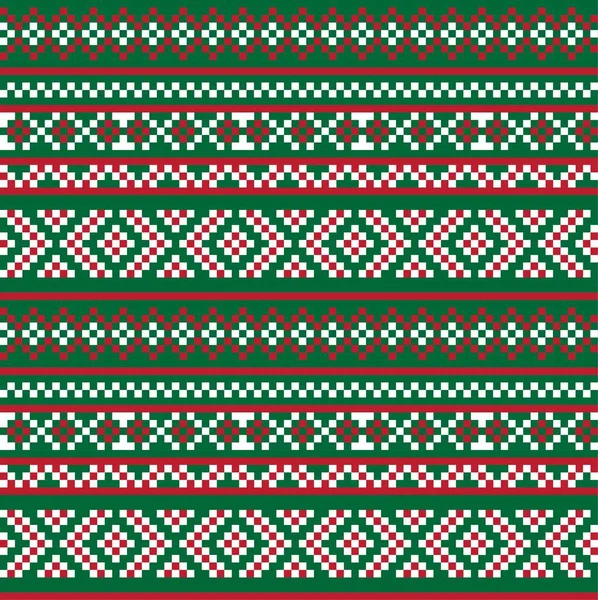 Christmas Fair Isle Pattern Background Fashion Textiles Knitwear Graphics — Stock Vector