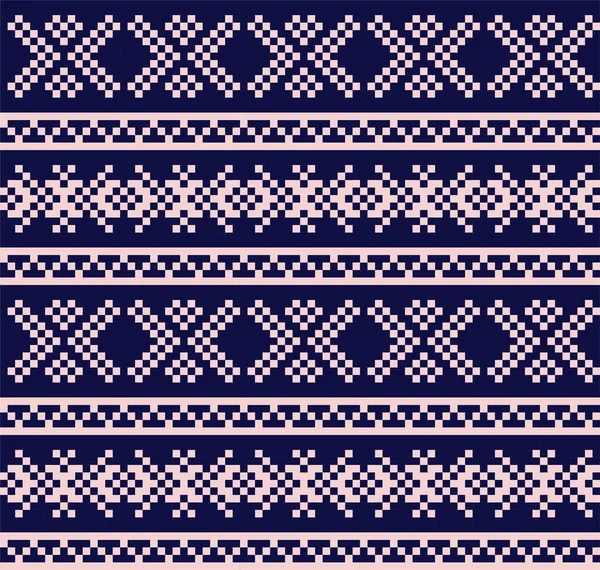 Navy Christmas Fair Isle Pattern Background Fashion Textiles Knitwear Graphics — 스톡 벡터