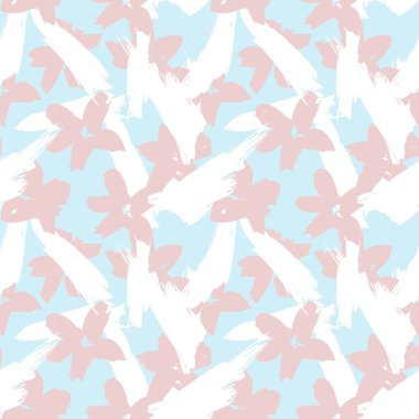 Gökyüzü Mavi Çiçek fırça darbeleri moda baskıları, grafikler, arka planlar ve el sanatları için pürüzsüz desen arkaplanı