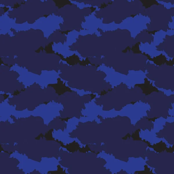 Blaue Camouflage Abstrakte Nahtlose Muster Hintergrund Geeignet Für Modetextilien Grafiken — Stockvektor