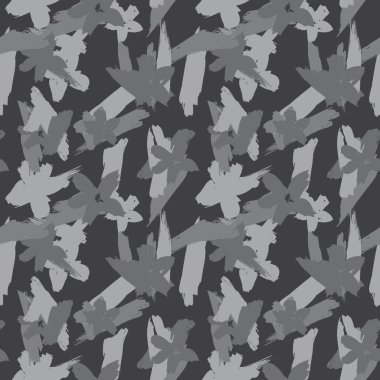 Gri çiçekli fırça darbeleri moda baskıları, grafikler, arka planlar ve el sanatları için pürüzsüz desenli arka plan