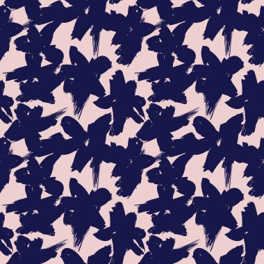 Pembe ve Donanma çiçek fırçası darbeleri moda baskıları, grafikler, arka planlar ve el sanatları için kusursuz desenli arka plan