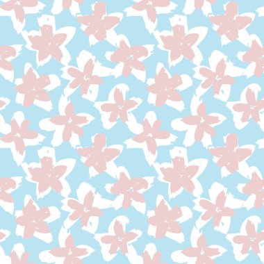 Gökyüzü Mavi Çiçek fırça darbeleri moda baskıları, grafikler, arka planlar ve el sanatları için pürüzsüz desen arkaplanı