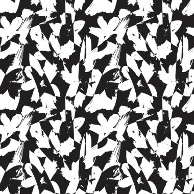 Beyaz çiçekli fırça darbeleri moda baskıları, grafikler, arka planlar ve el sanatları için pürüzsüz desenli arka plan