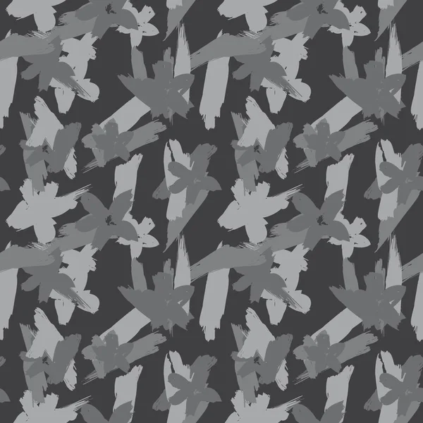 Серый Цветочные Мазки Мазки Бесшовный Фон Шаблона Модных Принтов Графики — стоковый вектор