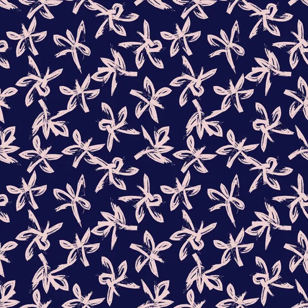 Roze Navy Floral Borstel Streelt Naadloze Patroon Achtergrond Voor Mode — Stockvector