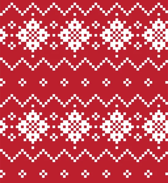 Red Christmas Fair Isle Pattern Background Fashion Textiles Knitwear Graphics — Stock Vector