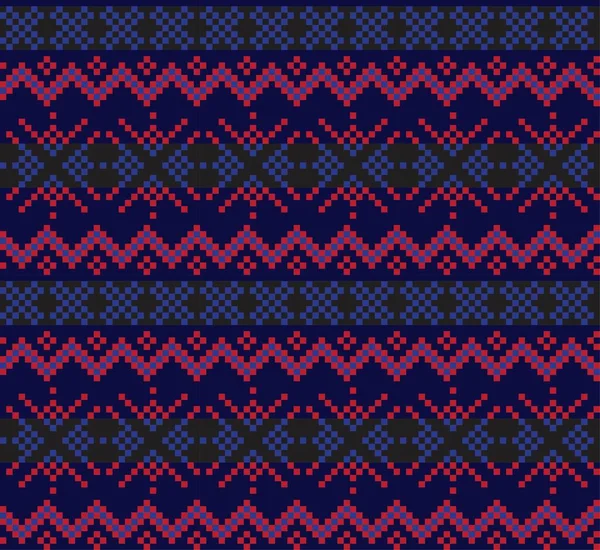 ファッションテキスタイル ニットウェア グラフィックのための赤海軍クリスマスフェア島のパターンの背景 — ストックベクタ