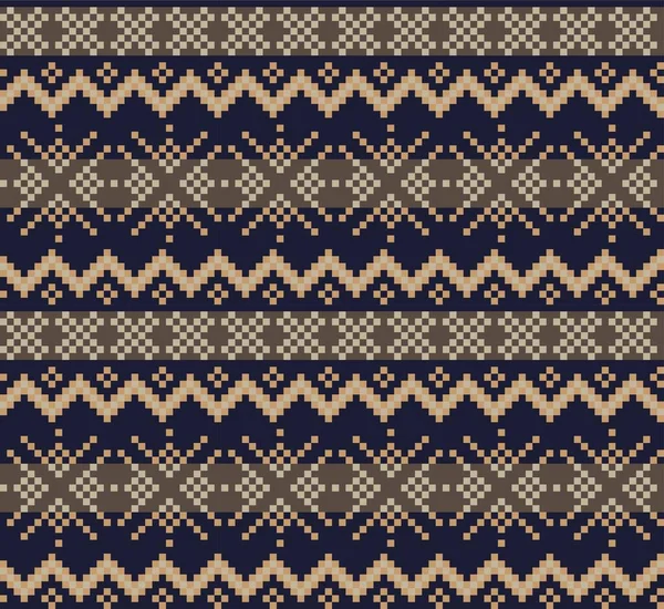 Brown Christmas Fair Isle Patterial Background Fashion Textiles Knitwear Graphics — 스톡 벡터