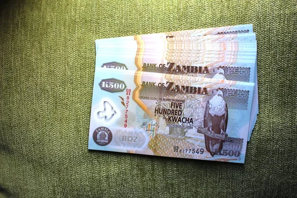 Paczka Banknotów Zambia Nominał 500 Kwacha — Zdjęcie stockowe