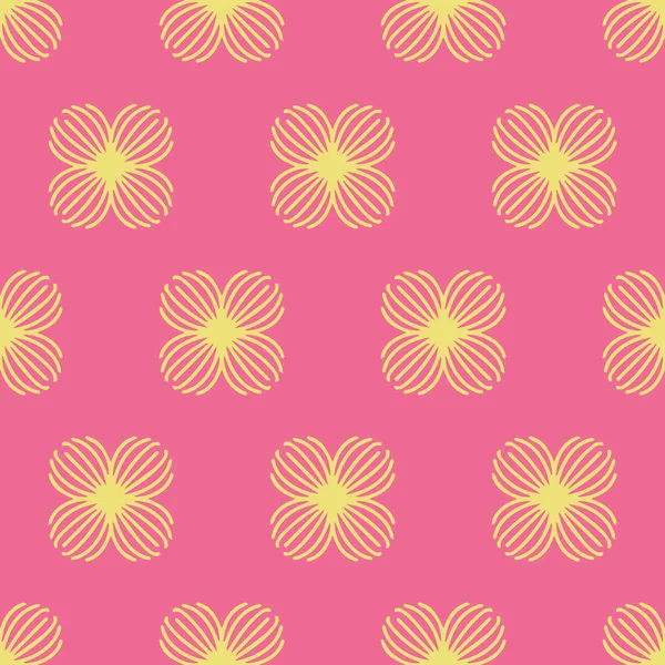 Simple floral repeat vector brick pattern in pink yellow — Stok Vektör