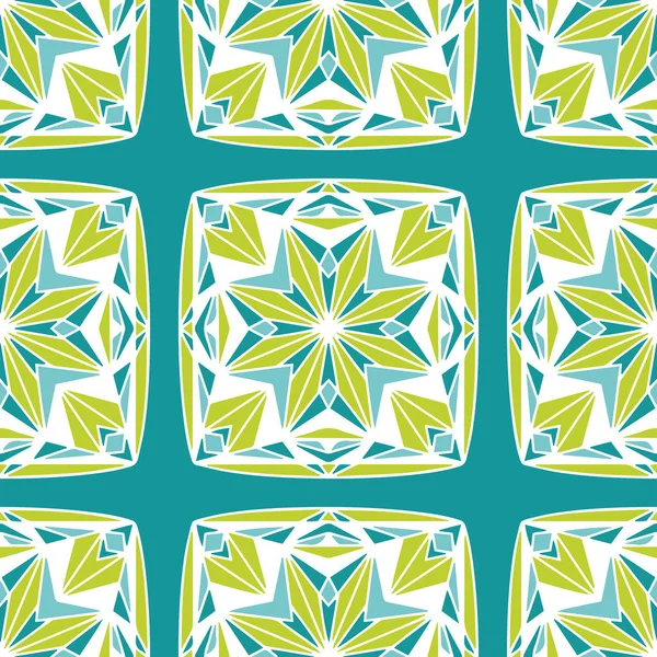 Star Block Quilt chartreuse vecteur sarcelle motif sans couture — Image vectorielle