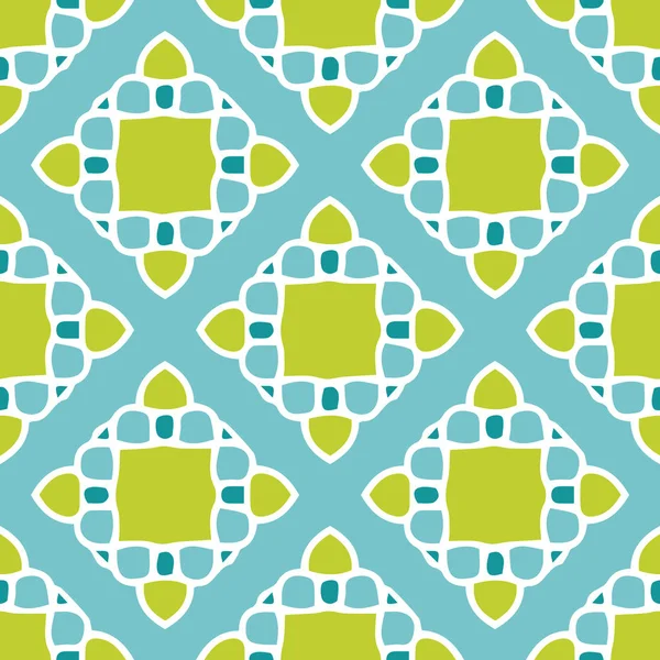 Chartreuse et mosaïque sarcelle motif vectoriel sans couture — Image vectorielle