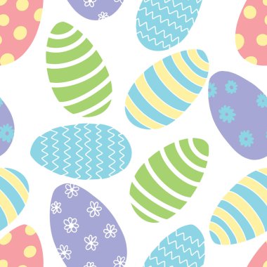 Pastel Renkleri dekore edilmiş Paskalya Yumurtası vektörü pürüzsüz desen