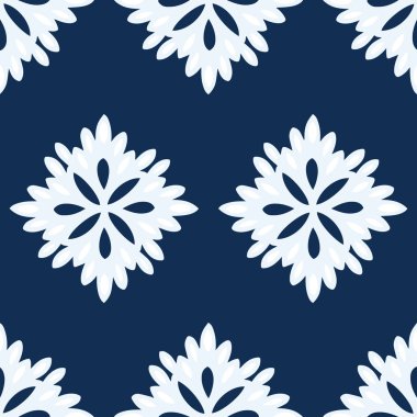 Lacivert ve beyaz renklerde soyut, kusursuz desenler.