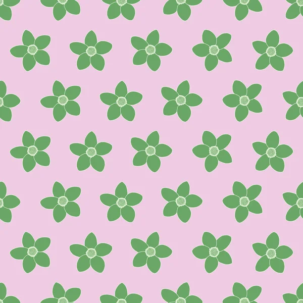 Vecteur Fleurs vertes sans couture sur fond rose motif — Image vectorielle
