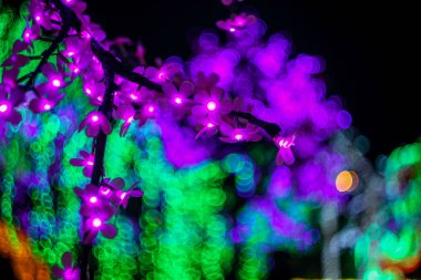Kabarcık bokeh odaklı ışıklarla soyut arkaplan.