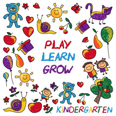 Learn oynamak ve birlikte büyümek vektör görüntü