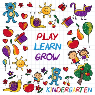 Learn oynamak ve birlikte büyümek vektör görüntü