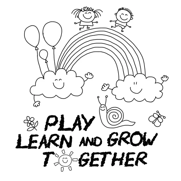 Spielen lernen und zusammen wachsen Vektorbild — Stockvektor