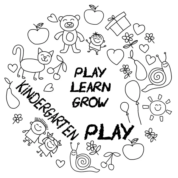 Jugar Aprender y crecer juntos Imagen vectorial — Vector de stock