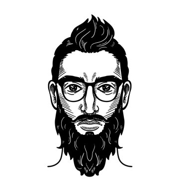 Berber Hipster stil için sakallı adam portresi