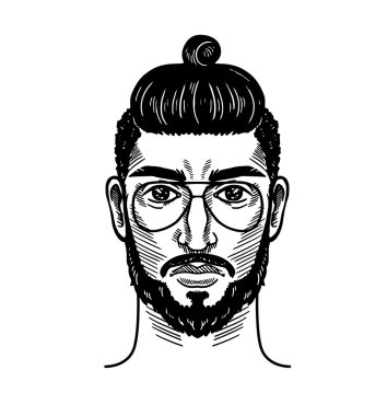 Berber Hipster stil için sakallı adam portresi