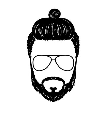 Berber Hipster sakal bıyık gözlük saç modeli vektör görüntü
