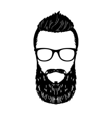 Berber Hipster sakal bıyık gözlük saç modeli vektör görüntü