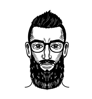 Berber Hipster stil için sakallı adam portresi