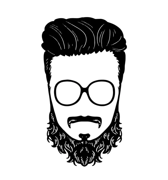 Barbería Hipster barba bigote gafas peinado imagen vectorial — Archivo Imágenes Vectoriales