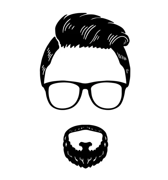 Barbería Hipster barba bigote gafas peinado imagen vectorial — Archivo Imágenes Vectoriales