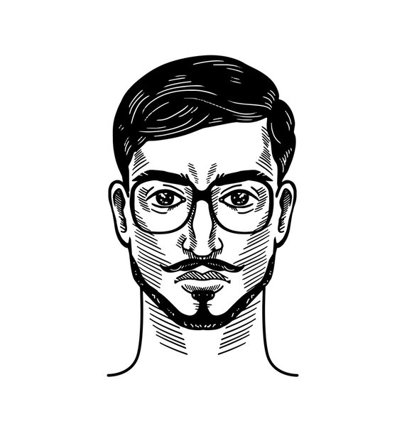 Portrait of bearded man for barbershop Hipster style