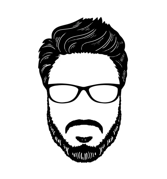 Barbería Hipster barba bigote gafas peinado imagen vectorial — Archivo Imágenes Vectoriales