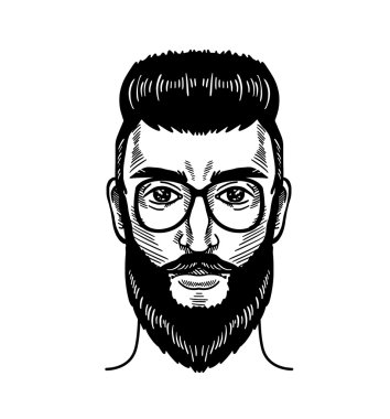 Berber Hipster stil için sakallı adam portresi
