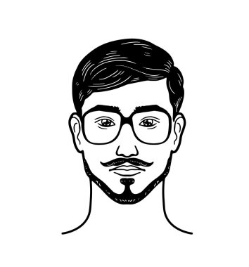 Portre sakallı adam berber dükkanı için yenilikçi görüntü vektör