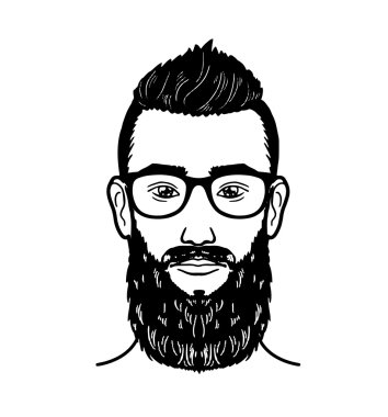 Portre sakallı adam berber dükkanı için yenilikçi görüntü vektör