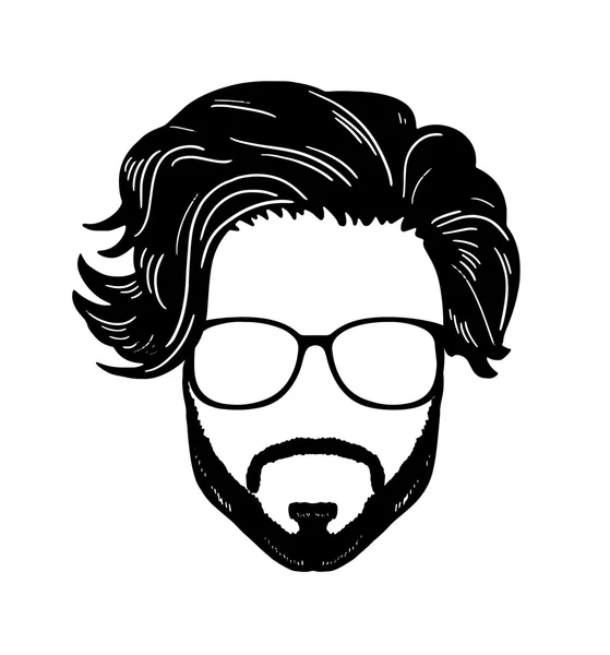 Barbería Hipster barba bigote gafas peinado imagen vectorial — Archivo Imágenes Vectoriales