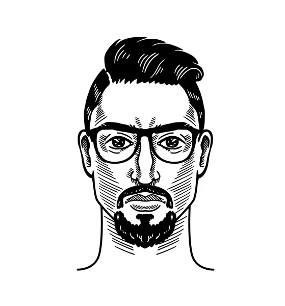 Retrato de homem barbudo para barbearia estilo Hipster — Vetor de Stock