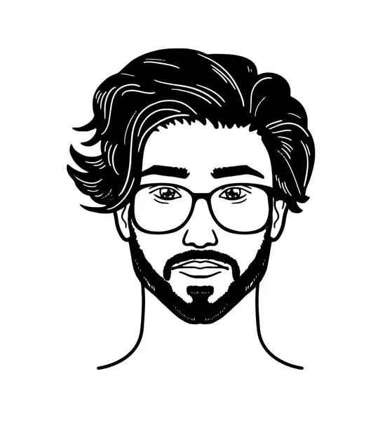 Retrato vetorial Hipster Imagem de homem barbudo para barbearia — Vetor de Stock